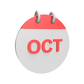 3D October Calendar. Rendered object illustration png