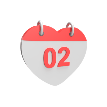 3D calendar date 02. Rendered object illustration png