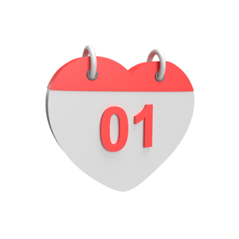 3D calendar date 01. Rendered object illustration png