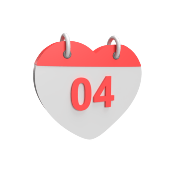 3D calendar date 04. Rendered object illustration png