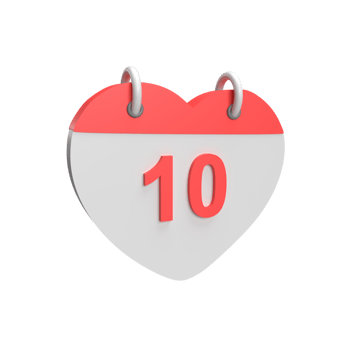 3D calendar date 10. Rendered object illustration png