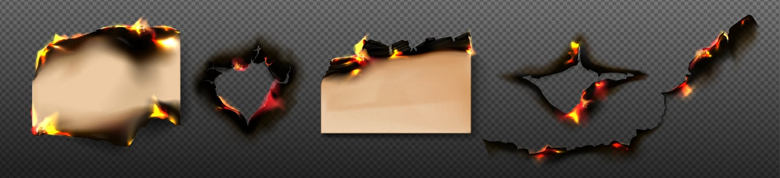 Burn craft paper borders, burnt pages, parchment vector