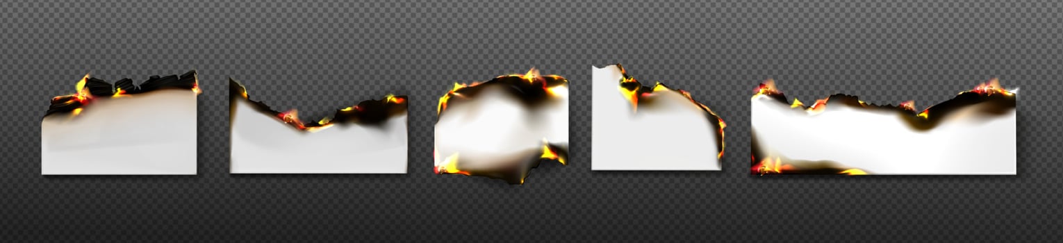 Burn paper borders, white burnt pages, parchment vector