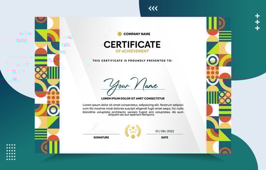 Modern of achievement certificate template vector