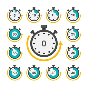 Stopwatch time measuring set vector