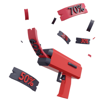 3D discount icon promotion, 3d money gun icon png