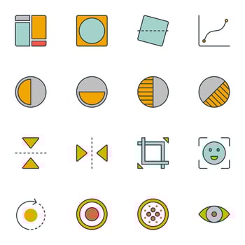 Photo Editing Filled Line Icon Set vector