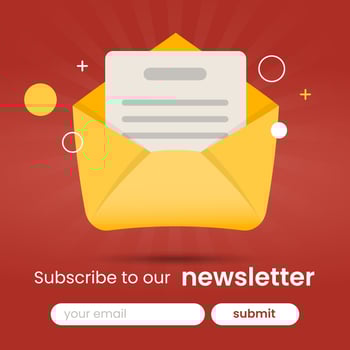 Modern yellow newsletter illustration with red background vector