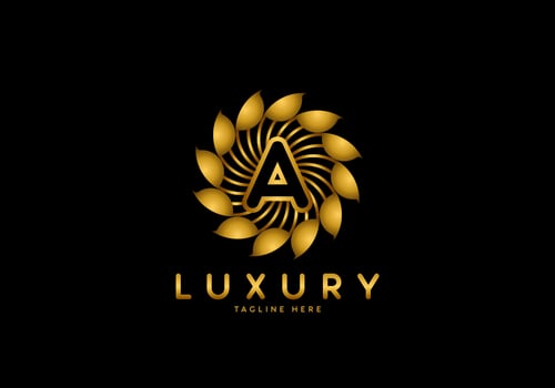 Letter A Golden Flower Luxury Logo vector
