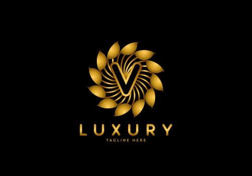 Letter V Golden Flower Luxury Logo vector
