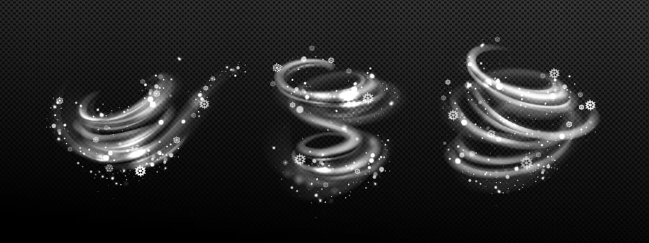 Winter wind effect with snow swirls and waves vector