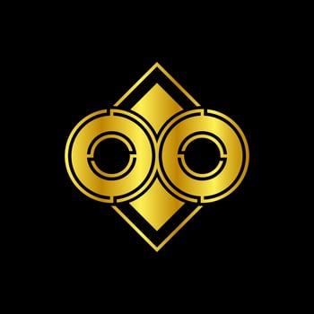 Letter OO Golden Mirror vector