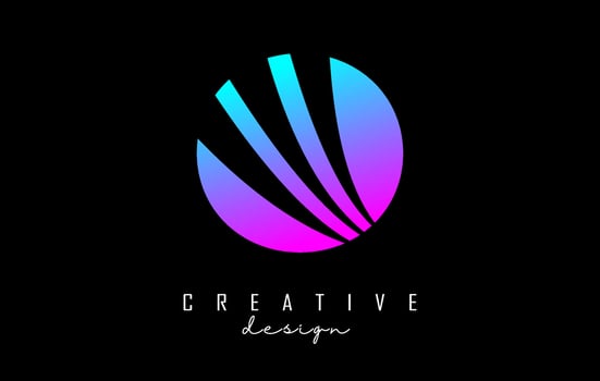 Colorful letter O logo with leading lines and negative space design. Letter with geometric and creative cuts concept. vector