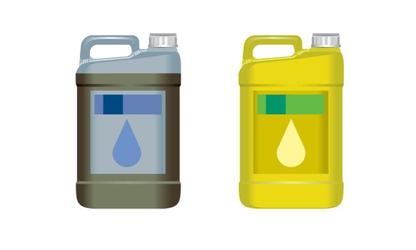 Fuel Or Oil Canister Gallon For Car Engine Vector. Automobile Lubricant, Diesel Or Gas Blank Plastic Canister. Auto Energy Gasoline Jerrycan Container Template Realistic 3d Illustration vector