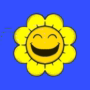 Monster cute sun flower Illustration hand drawn cartoon colorful vintage style vector