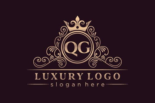 QG Initial Letter Gold calligraphic feminine floral hand drawn heraldic monogram antique vintage style luxury logo design Premium Vector