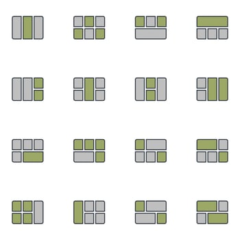 Web Grid Filled Line Icon Set vector