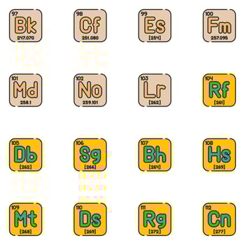 Periodic Table Filled Line Icon Set vector
