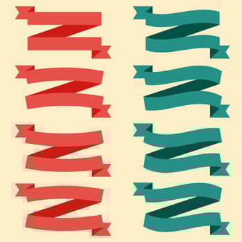Set of Colorful Empty Ribbons And Banners. Ready for Your Text or Design. Isolated vector illustration.