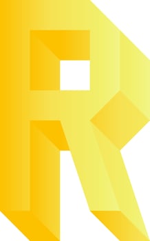 Golden R letter logo isolated vector illustration. Gold R letter vector for logo, icon, symbol, business, design or decoration. 3d golden R letter logo symbol