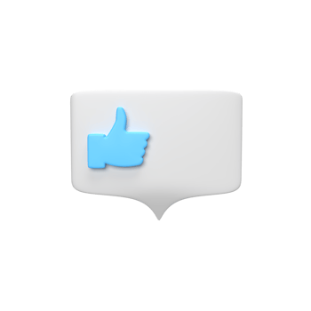 Bubble chat with Thumb like icon and symbol 3d. render object illustration png