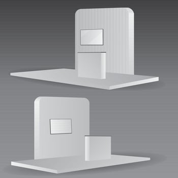 Blank trade show booth mock up. Front view. Vector isolated on white background
