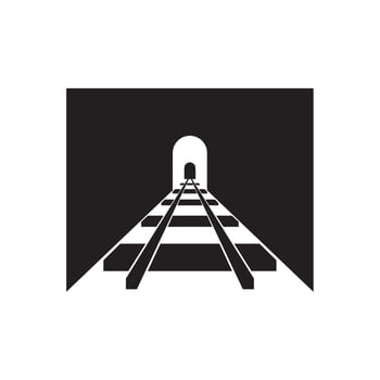 Railway in tunnel icon. tunnel railway vector