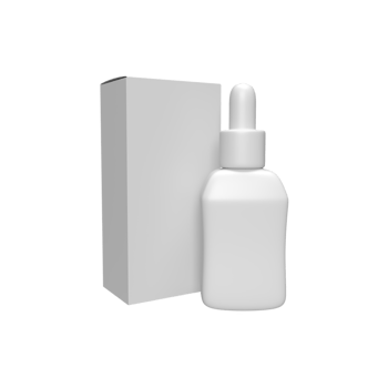 Blank white dropper bottles for product mockup. 3D Render illustration png