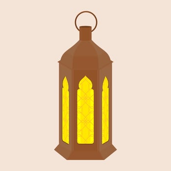 Editable Standing Patterned Arabian Ramadan Lamp Isolated Vector Illustration for Islamic Occasional Theme Purposes Such as Ramadan and Eid Also Arab Culture Design Needs