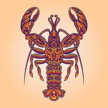 Classic lobster floral ornament Vector illustrations for your work Logo, mascot merchandise t-shirt, stickers and Label designs, poster, greeting cards advertising business company or brands.
