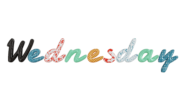 Wednesday colorfull 3d text png