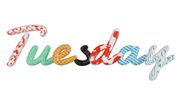 Tuesday colorfull 3d text png