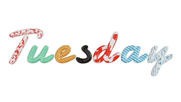 Tuesday colorfull 3d text png