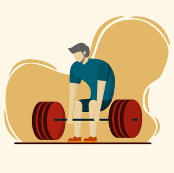 concept Athlete or bodybuilder lifting barbell, sportsman, flat vector illustration. Weightlifting, bodybuilding fitness gym, weight lifting.