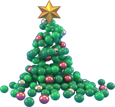 3d Rendering Christmas or new year elements background with decorative tree,  ball, snow and gift boxes. Colorful gifts for holidays. Modern design. png