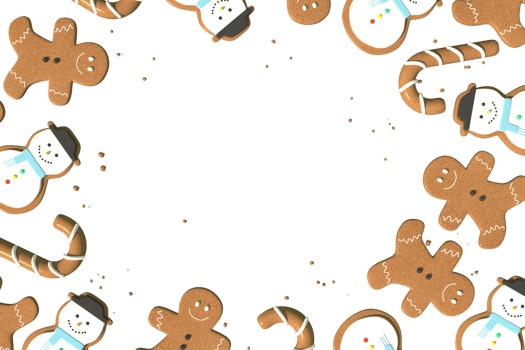 3d Rendering Christmas or new year elements background with decorative cookies and candys. Colorful gifts for holidays. Modern design. Isolated illustration. png