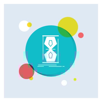 Access, clock, early, sand clock, time White Glyph Icon colorful Circle Background vector