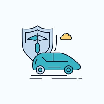 car. hand. insurance. transport. safety Flat Icon. green and Yellow sign and symbols for website and Mobile appliation. vector illustration