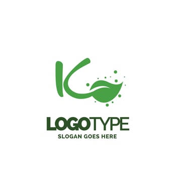 K logo with Leaf Element vector
