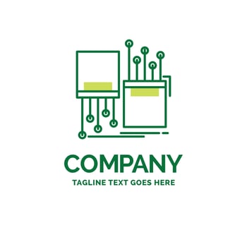 digital. fiber. electronic. lane. cable Flat Business Logo template. Creative Green Brand Name Design. vector