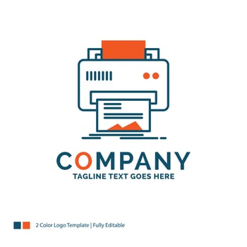 Digital. printer. printing. hardware. paper Logo Design. Blue and Orange Brand Name Design. Place for Tagline. Business Logo template. vector