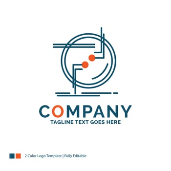 chain. connect. connection. link. wire Logo Design. Blue and Orange Brand Name Design. Place for Tagline. Business Logo template. vector