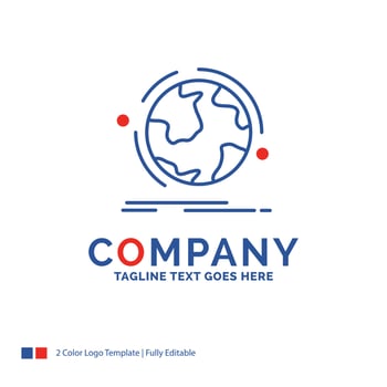 Company Name Logo Design For globe. world. discover. connection. network. Blue and red Brand Name Design with place for Tagline. Abstract Creative Logo template for Small and Large Business. vector