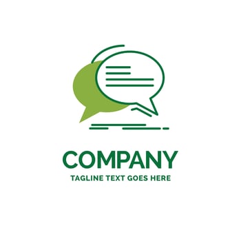 Bubble. chat. communication. speech. talk Flat Business Logo template. Creative Green Brand Name Design. vector