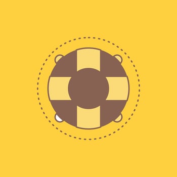 Help. life. lifebuoy. lifesaver. preserver Flat Line Filled Icon. Beautiful Logo button over yellow background for UI and UX. website or mobile application vector