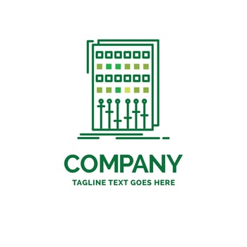 Audio. control. mix. mixer. studio Flat Business Logo template. Creative Green Brand Name Design. vector