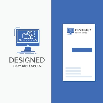 Business Logo for Animation. computer. editor. monitor. software. Vertical Blue Business .Visiting Card template. vector