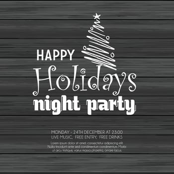 Happy Holiday night party wood background vector
