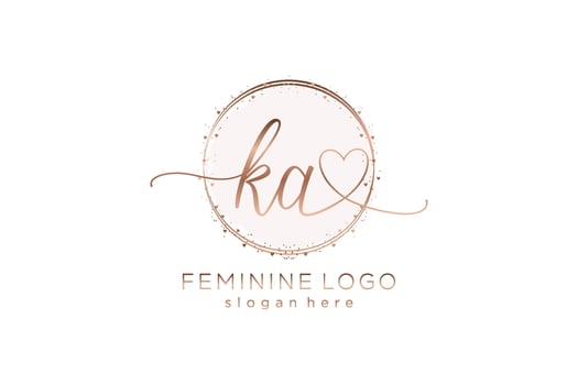 Initial KA handwriting logo with circle template vector logo of initial wedding, fashion, floral and botanical with creative template.