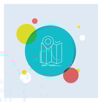 gps. location. map. navigation. route White Line Icon colorful Circle Background vector